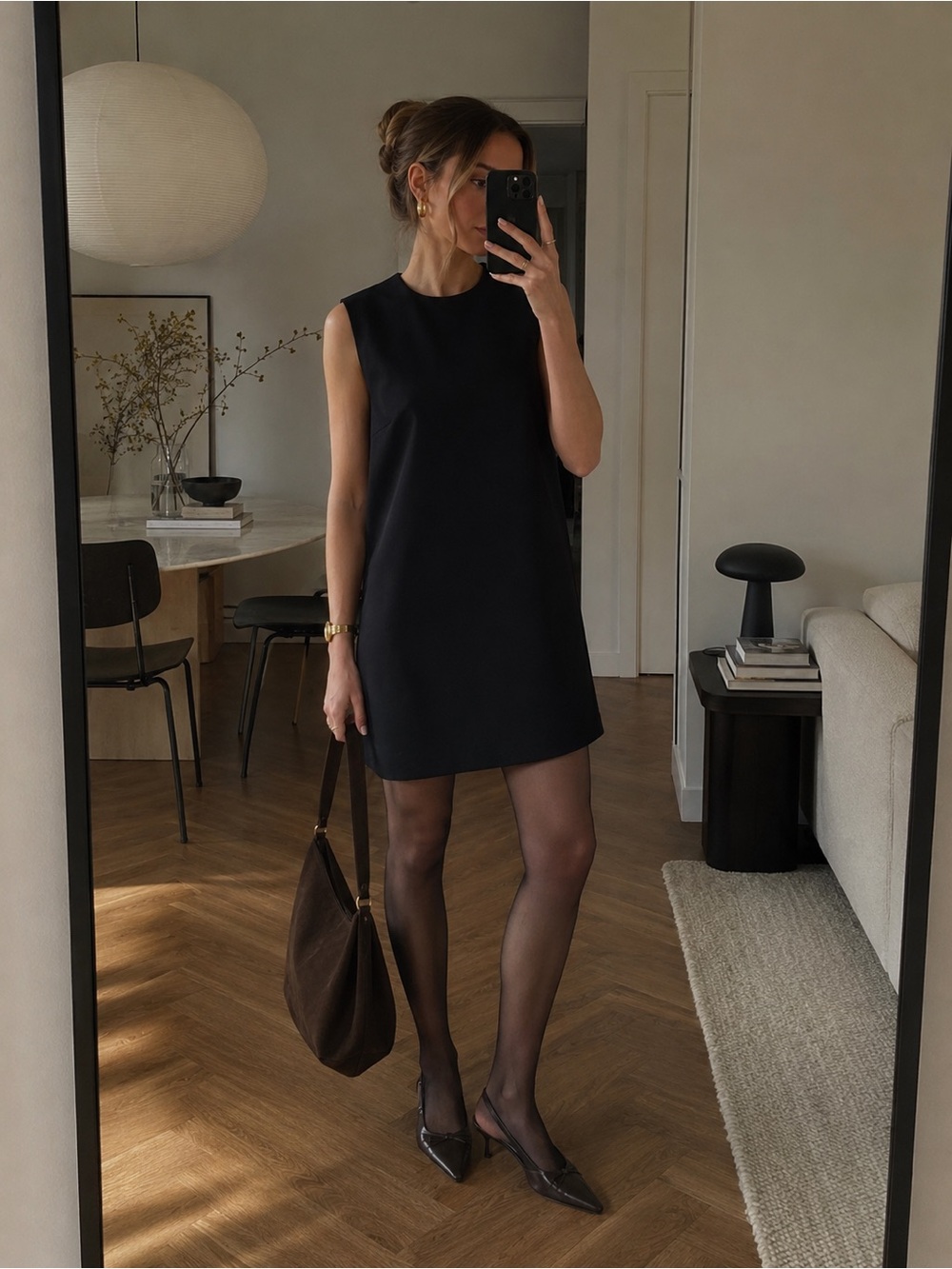Max Mara Black Virgin Wool Shift Mini Dress Sleeveless Size 40